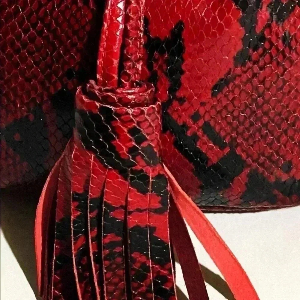 AU Printermps snakeskin print leather satchel handbag